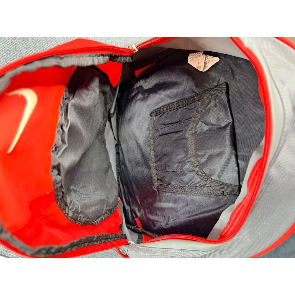 Nike Backpack Red Gray Y2K School Travel Bag Large Logo BA2998-061 - Picture 4 of 5